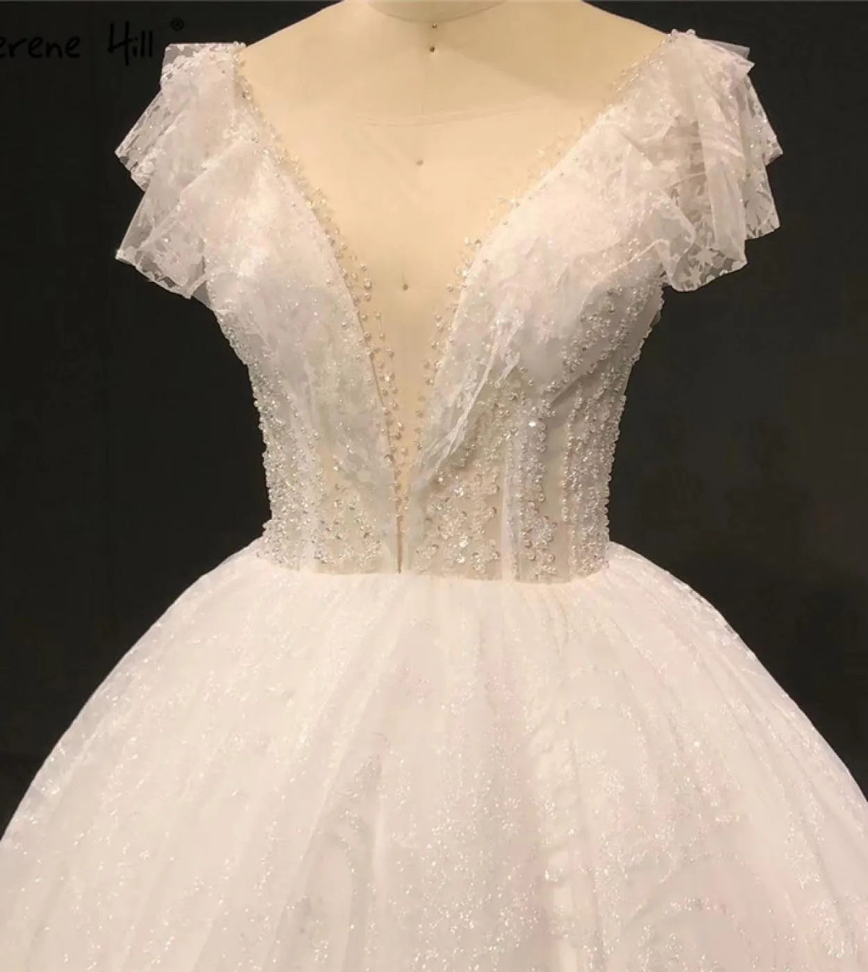 Abiti da sposa scintillanti Oneck avorio Abiti da sposa senza maniche con paillettes senza maniche Abiti da sposa semplici Ha233