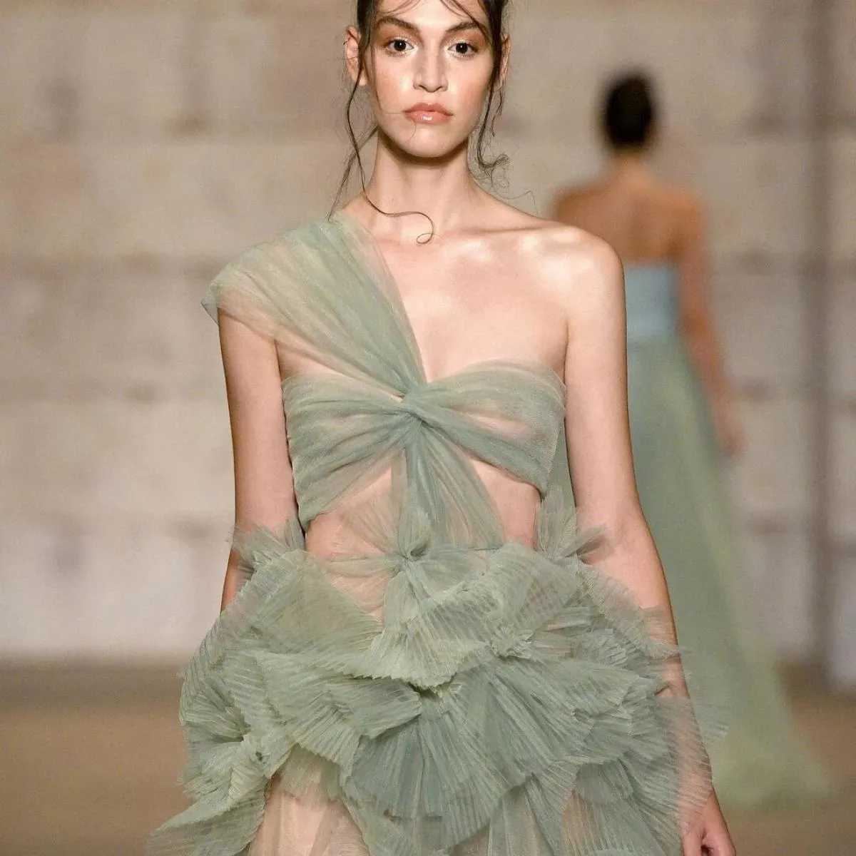 Affascinanti abiti da donna in tulle Couture con volant, abiti da ballo, abiti da festa, monospalla, abiti lunghi da spettacolo,