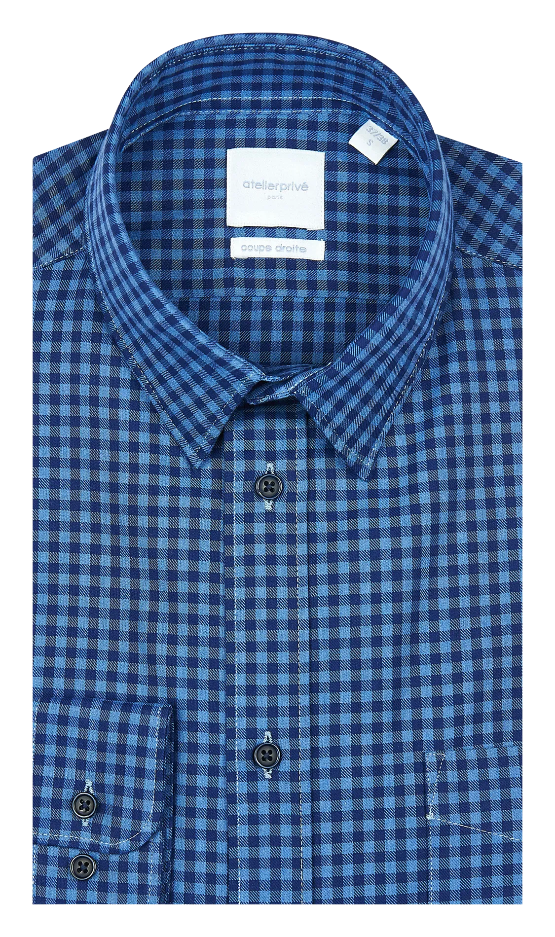  ATELIER PRIVE   Camicia dritta a quadri in flanella di cotone | Blu