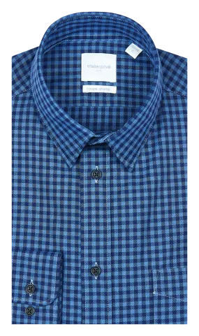  ATELIER PRIVE   Camicia dritta a quadri in flanella di cotone | Blu