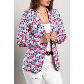 Blazer con stampa geometrica, rosa