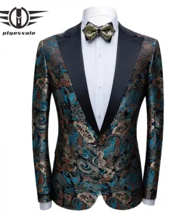 Blazer jacquard floreale Plyesxale per uomo New Spring Autunno Mens Blazer da festa Blazer da uomo di lusso Stage Prom Q82