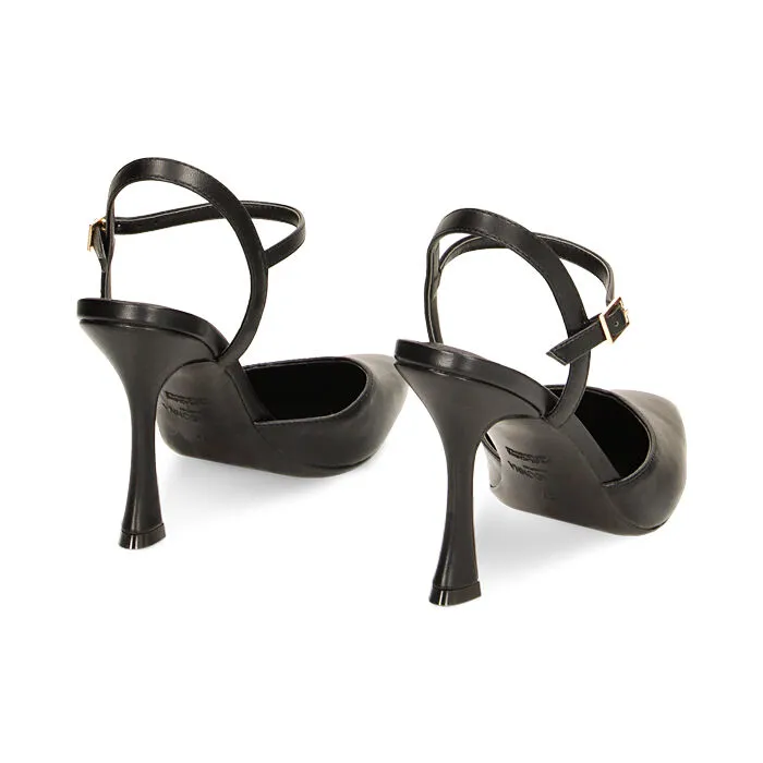 Décolleté Slingback nere, tacco 9,5 cm