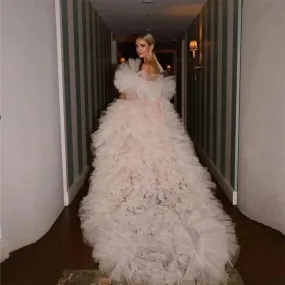 Haute Couture Abito estivo in tulle a strati Abito per servizio fotografico Abito da ballo extra Abito da ballo alto e basso Abi