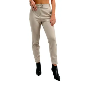 Imperial Pantaloni Donna, Modello alla Caviglia, Fascia Raso, Beige