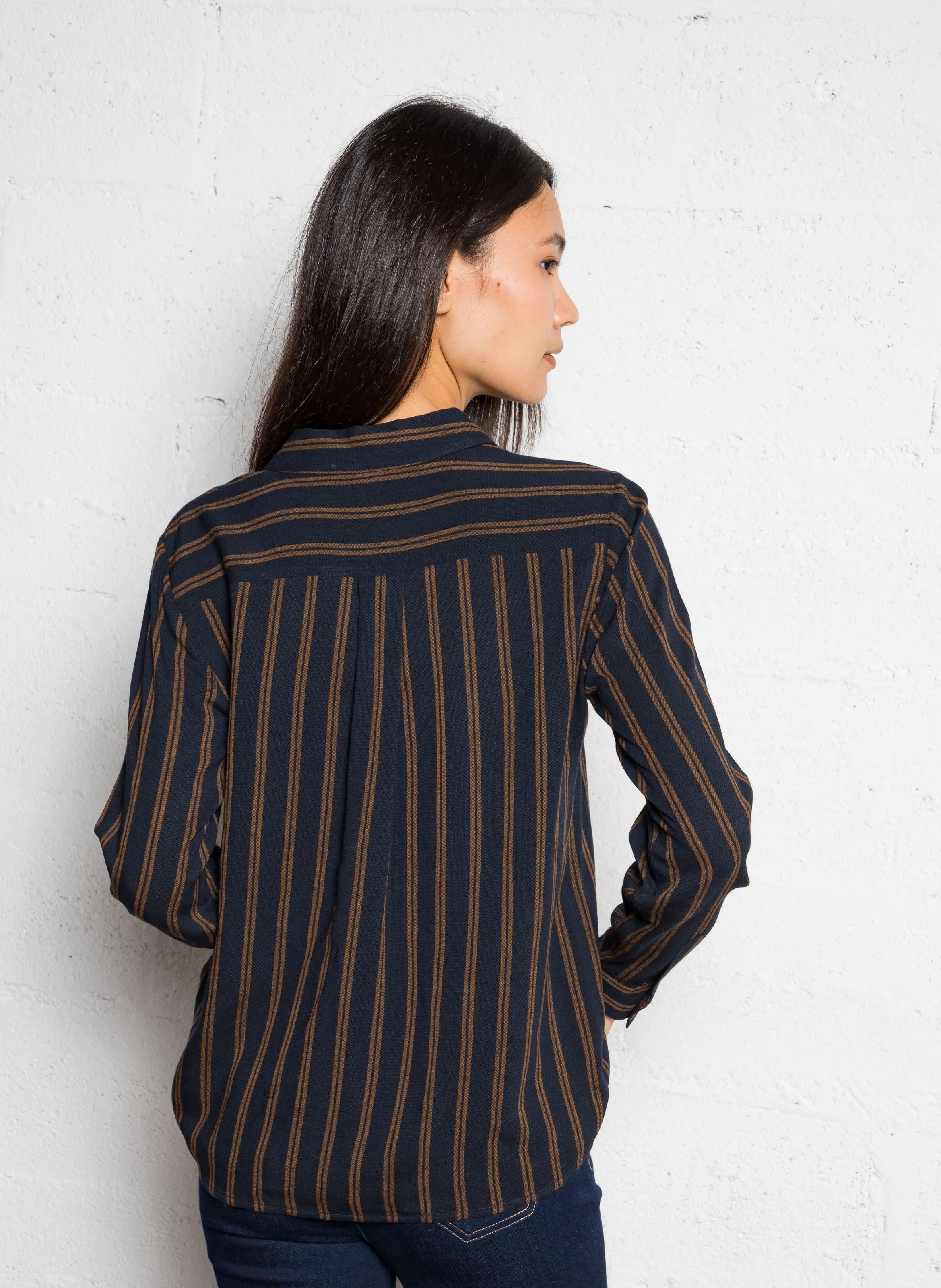  MAISON 123   BETSY - Camicia diritta a righe | Marrone