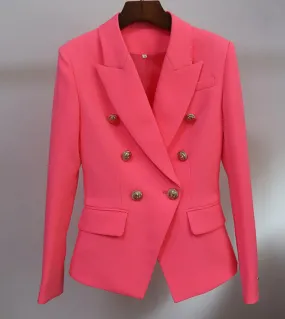 Nuove giacche blazer da donna arancione rosato Abito autunno inverno Giacca classica giacca doppiopetto con bottoni Slim Blazer