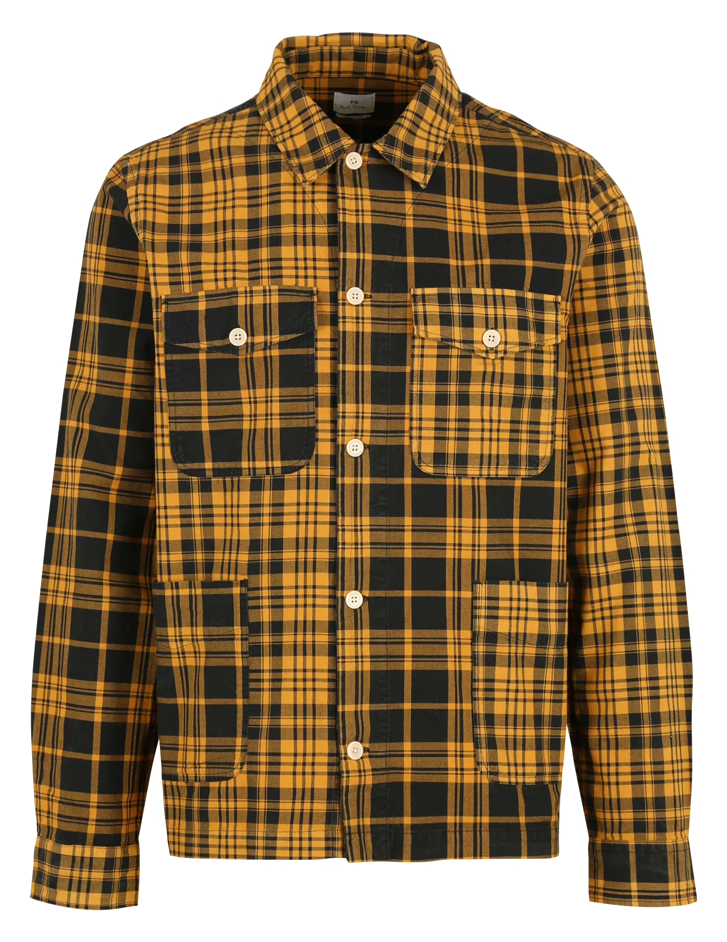  PAUL SMITH   Camicia collo classico a quadri in cotone | Giallo