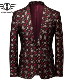 Plyesxale Blazer da uomo Nuovo arrivo Giacca da blazer bordeaux di alta qualità Costume Homme 6xl Blazer da palcoscenico per uom