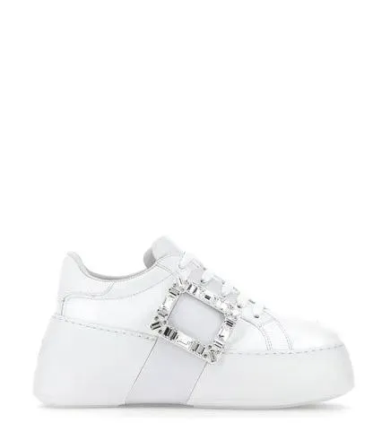 Roger Vivier White Sneakers With Chunky Sole And Crystal Buckle White 