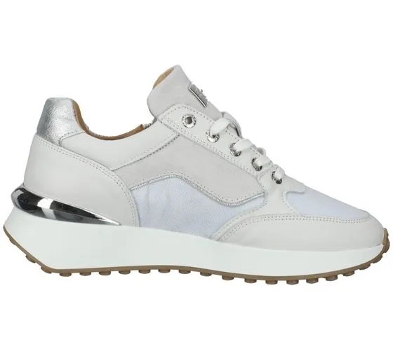 SCAPA sneakers da donna, scarpe eleganti in vera pelle made in Portugal con inserti in rete 1099427 10/5969 100 bianco/grigio