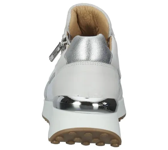 SCAPA sneakers da donna, scarpe eleganti in vera pelle made in Portugal con inserti in rete 1099427 10/5969 100 bianco/grigio