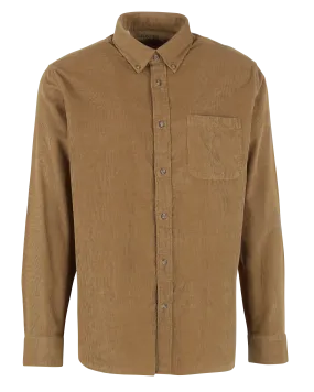  SELECTED   Camicia collo button down regular fit in velluto millerighe di cotone | Marrone