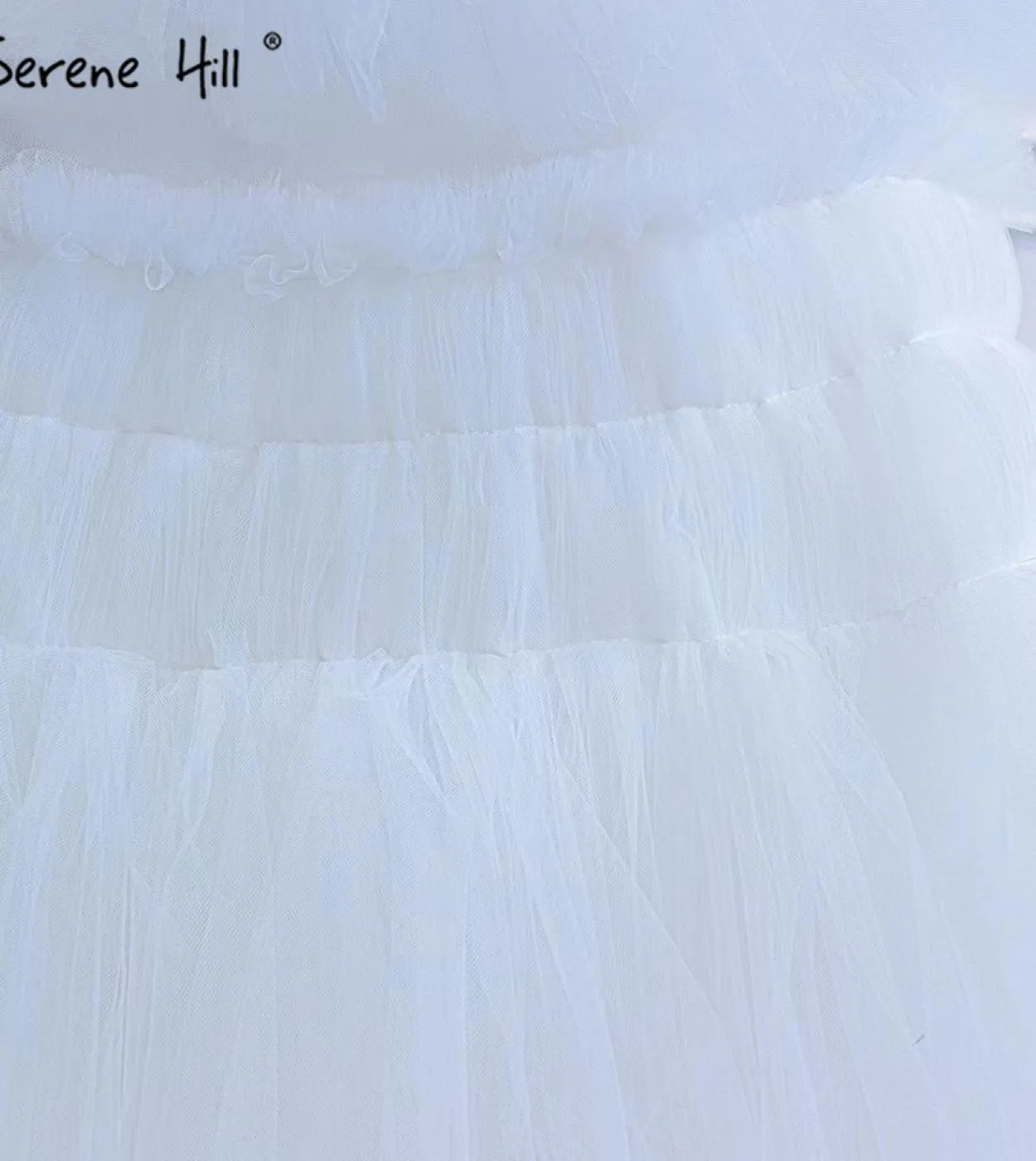 Serene Hill White Princess Ruffles Abiti da sposa Abiti da sposa semplici di fascia alta Hm67308 Abiti da sposa su misura