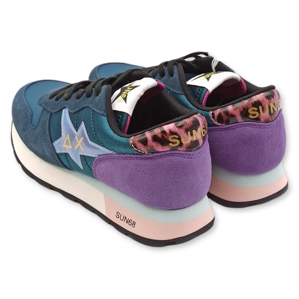 Sneakers donna comoscio e tessuto SUN68 z41206 STARGIRL SATIN ottanio