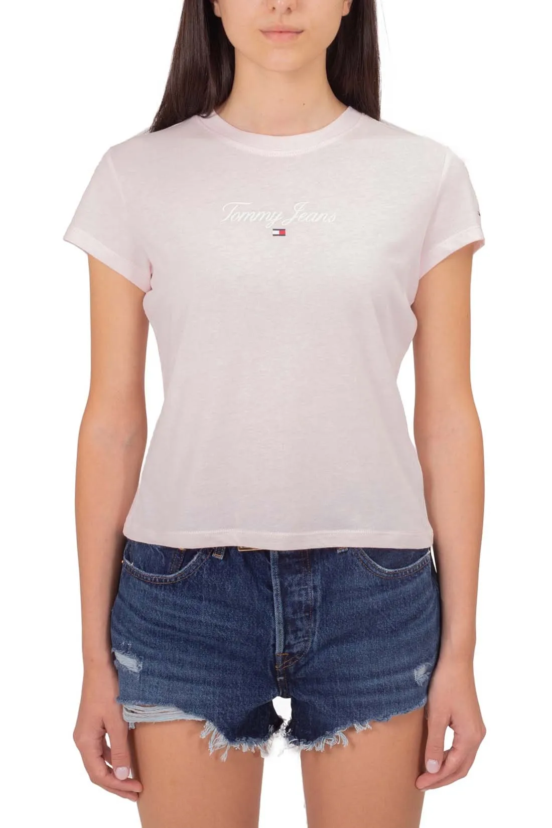 TOMMY JEANS T-shirt donna slim con logo in corsivo